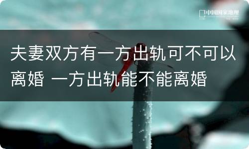 夫妻双方有一方出轨可不可以离婚 一方出轨能不能离婚