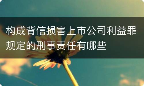 构成背信损害上市公司利益罪规定的刑事责任有哪些