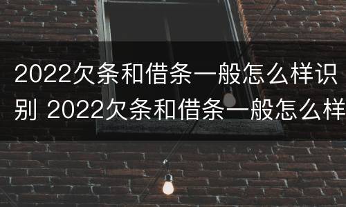 2022欠条和借条一般怎么样识别 2022欠条和借条一般怎么样识别呢