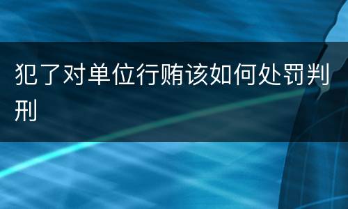 犯了对单位行贿该如何处罚判刑