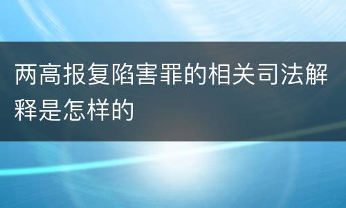 两高报复陷害罪的相关司法解释是怎样的