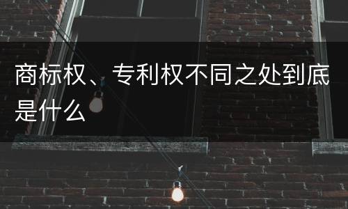 商标权、专利权不同之处到底是什么