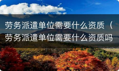 劳务派遣单位需要什么资质（劳务派遣单位需要什么资质吗）