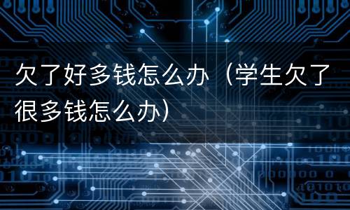 欠了好多钱怎么办（学生欠了很多钱怎么办）
