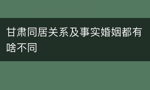 甘肃同居关系及事实婚姻都有啥不同