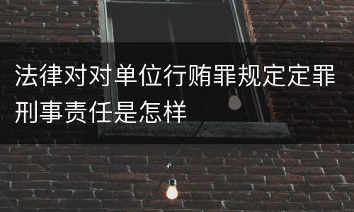 法律对对单位行贿罪规定定罪刑事责任是怎样