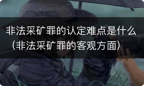 非法采矿罪的认定难点是什么（非法采矿罪的客观方面）