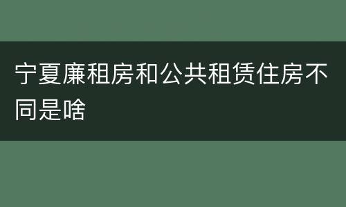 宁夏廉租房和公共租赁住房不同是啥