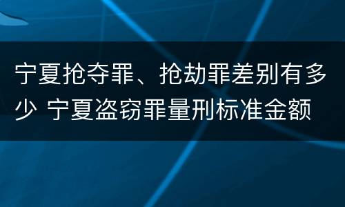 宁夏抢夺罪、抢劫罪差别有多少 宁夏盗窃罪量刑标准金额