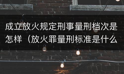 成立放火规定刑事量刑档次是怎样（放火罪量刑标准是什么）