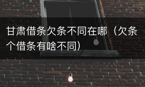 甘肃借条欠条不同在哪（欠条个借条有啥不同）
