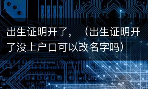 出生证明开了，（出生证明开了没上户口可以改名字吗）