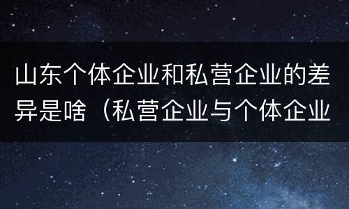山东个体企业和私营企业的差异是啥（私营企业与个体企业的区别）
