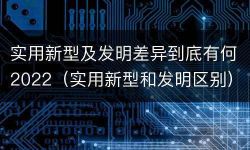实用新型及发明差异到底有何2022（实用新型和发明区别）