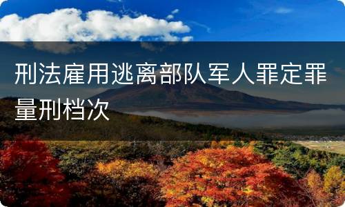 刑法雇用逃离部队军人罪定罪量刑档次