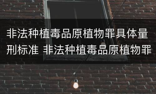 非法种植毒品原植物罪具体量刑标准 非法种植毒品原植物罪具体量刑标准