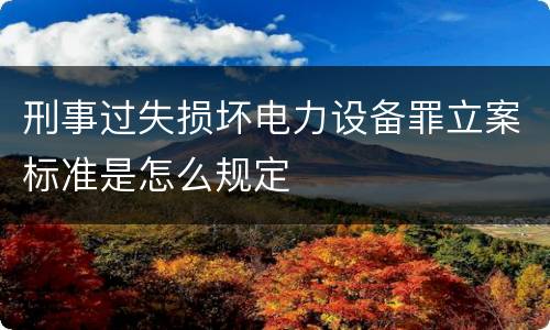 刑事过失损坏电力设备罪立案标准是怎么规定