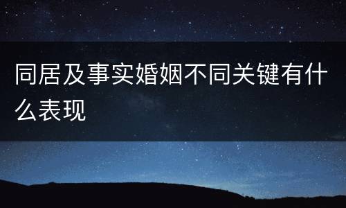 同居及事实婚姻不同关键有什么表现