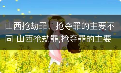 山西抢劫罪、抢夺罪的主要不同 山西抢劫罪,抢夺罪的主要不同情节