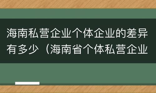 海南私营企业个体企业的差异有多少（海南省个体私营企业协会）