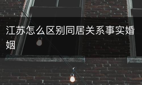 江苏怎么区别同居关系事实婚姻