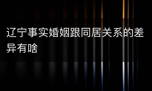 辽宁事实婚姻跟同居关系的差异有啥