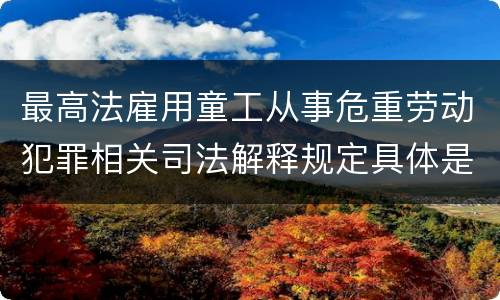 最高法雇用童工从事危重劳动犯罪相关司法解释规定具体是什么内容