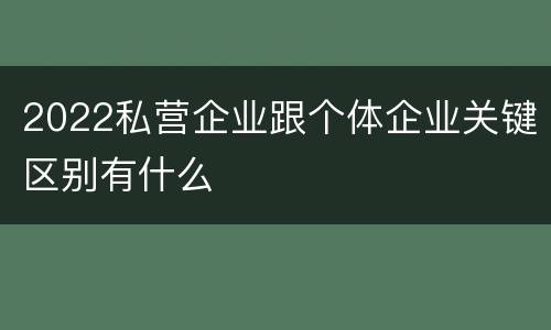 2022私营企业跟个体企业关键区别有什么