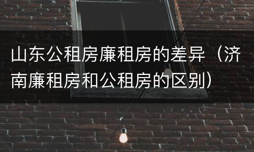 山东公租房廉租房的差异（济南廉租房和公租房的区别）
