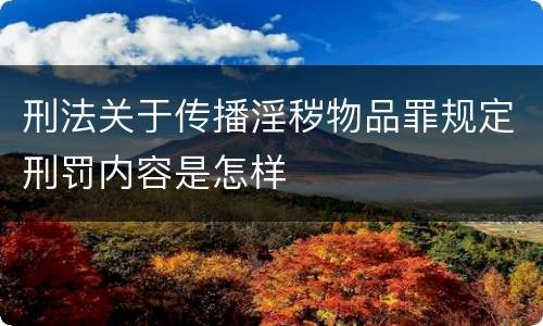 刑法关于传播淫秽物品罪规定刑罚内容是怎样