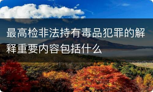最高检非法持有毒品犯罪的解释重要内容包括什么