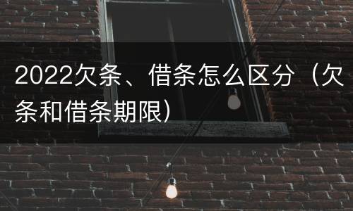 2022欠条、借条怎么区分（欠条和借条期限）