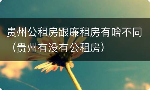 贵州公租房跟廉租房有啥不同（贵州有没有公租房）
