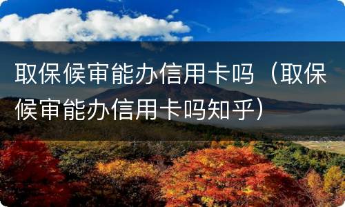 取保候审能办信用卡吗（取保候审能办信用卡吗知乎）