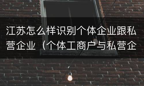 江苏怎么样识别个体企业跟私营企业（个体工商户与私营企业区别）
