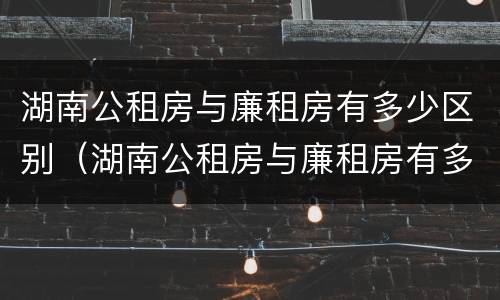 湖南公租房与廉租房有多少区别（湖南公租房与廉租房有多少区别呢）