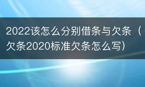 2022该怎么分别借条与欠条（欠条2020标准欠条怎么写）