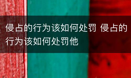 侵占的行为该如何处罚 侵占的行为该如何处罚他