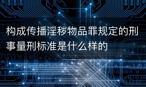 构成传播淫秽物品罪规定的刑事量刑标准是什么样的