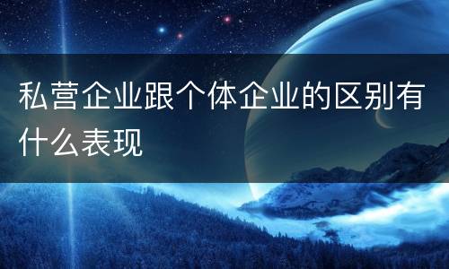 私营企业跟个体企业的区别有什么表现