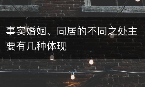 事实婚姻、同居的不同之处主要有几种体现