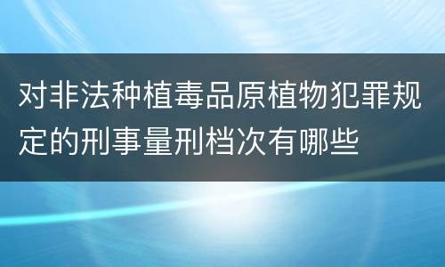 对非法种植毒品原植物犯罪规定的刑事量刑档次有哪些