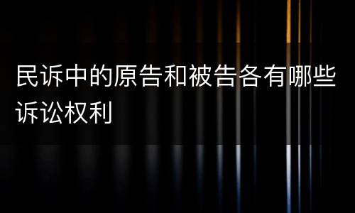 民诉中的原告和被告各有哪些诉讼权利
