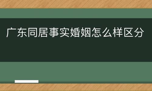 广东同居事实婚姻怎么样区分