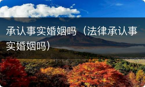 承认事实婚姻吗（法律承认事实婚姻吗）