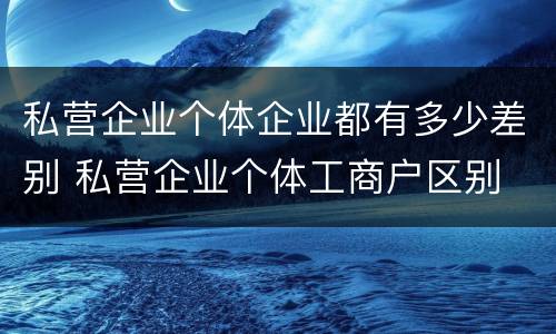 私营企业个体企业都有多少差别 私营企业个体工商户区别