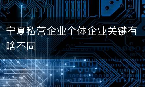 宁夏私营企业个体企业关键有啥不同