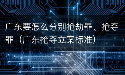 广东要怎么分别抢劫罪、抢夺罪（广东抢夺立案标准）