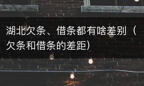 湖北欠条、借条都有啥差别（欠条和借条的差距）