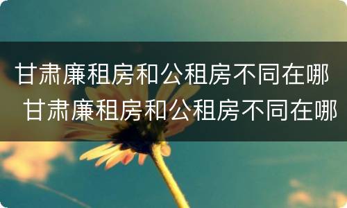 甘肃廉租房和公租房不同在哪 甘肃廉租房和公租房不同在哪里